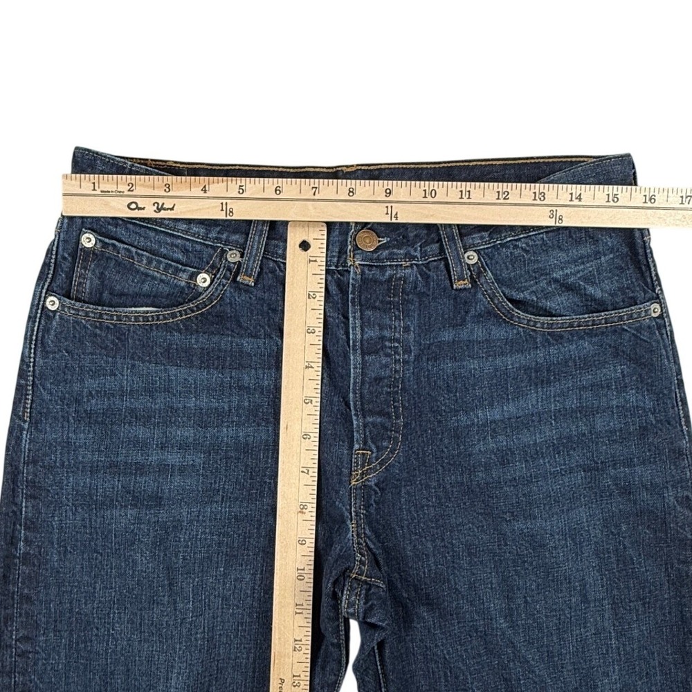Levis 501 Original Fit Jeans Dark Wash Indigo Straight Leg Button Fly Mens 31x32 - Picture 5 of 8